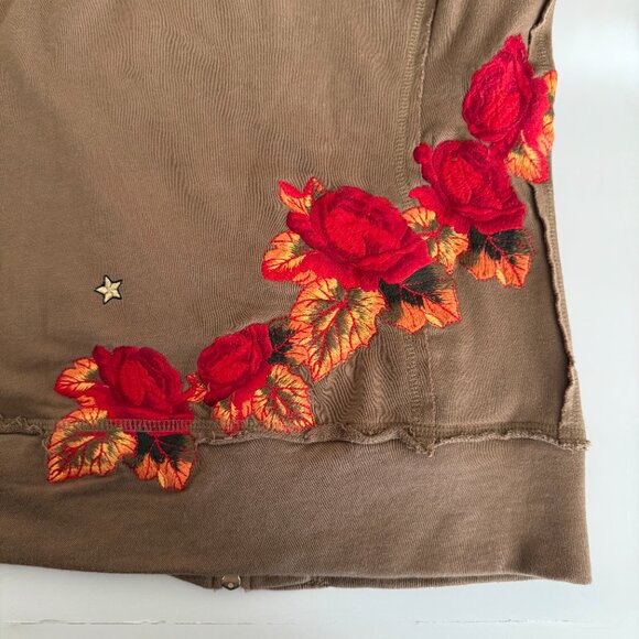 Johnny Was Los Angeles Khaki Two-Way Zip Hoodie Medium - Picture 10 of 13